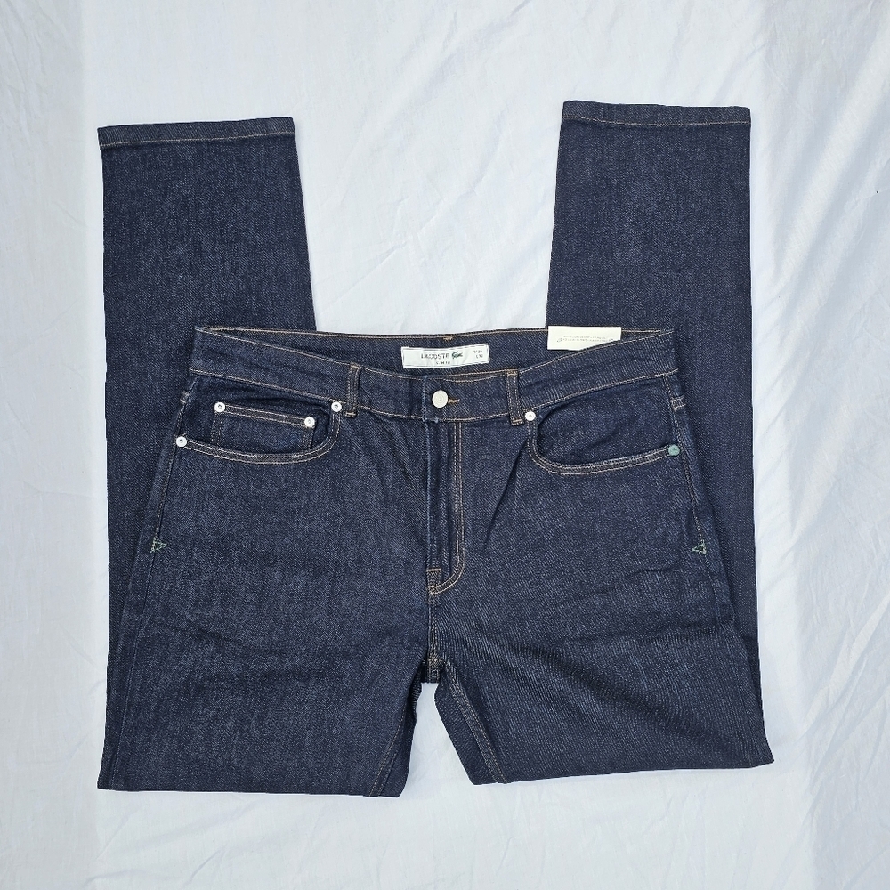 LACOSTEMen's Slim-Fit Stretch Solid Jeans dark wash color ML4 size W36×32L